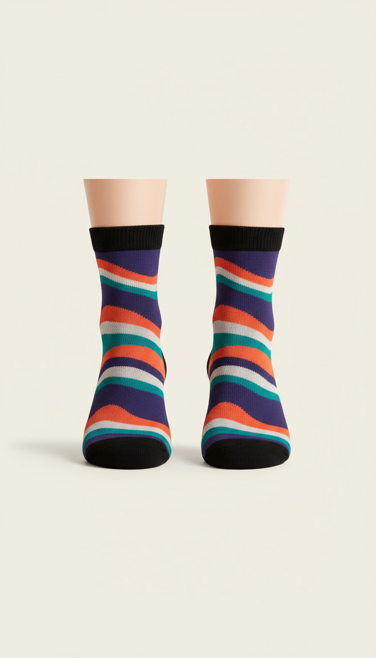 Violet Night Wave Ankle Sock