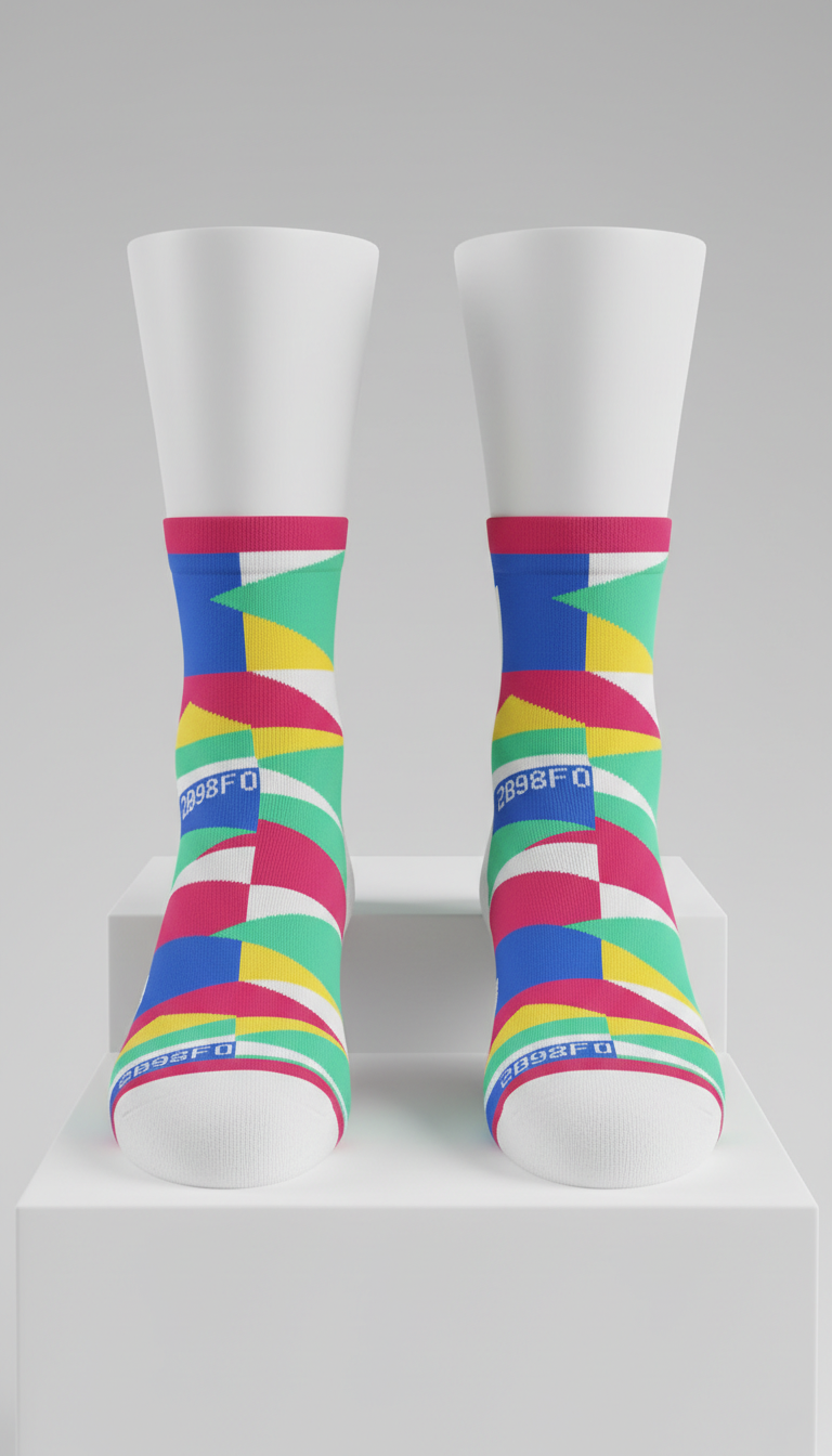 Fresh Mint Abstract Geo Ankle Socks