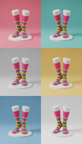 Electric Pink Zig-Zag Crew Socks