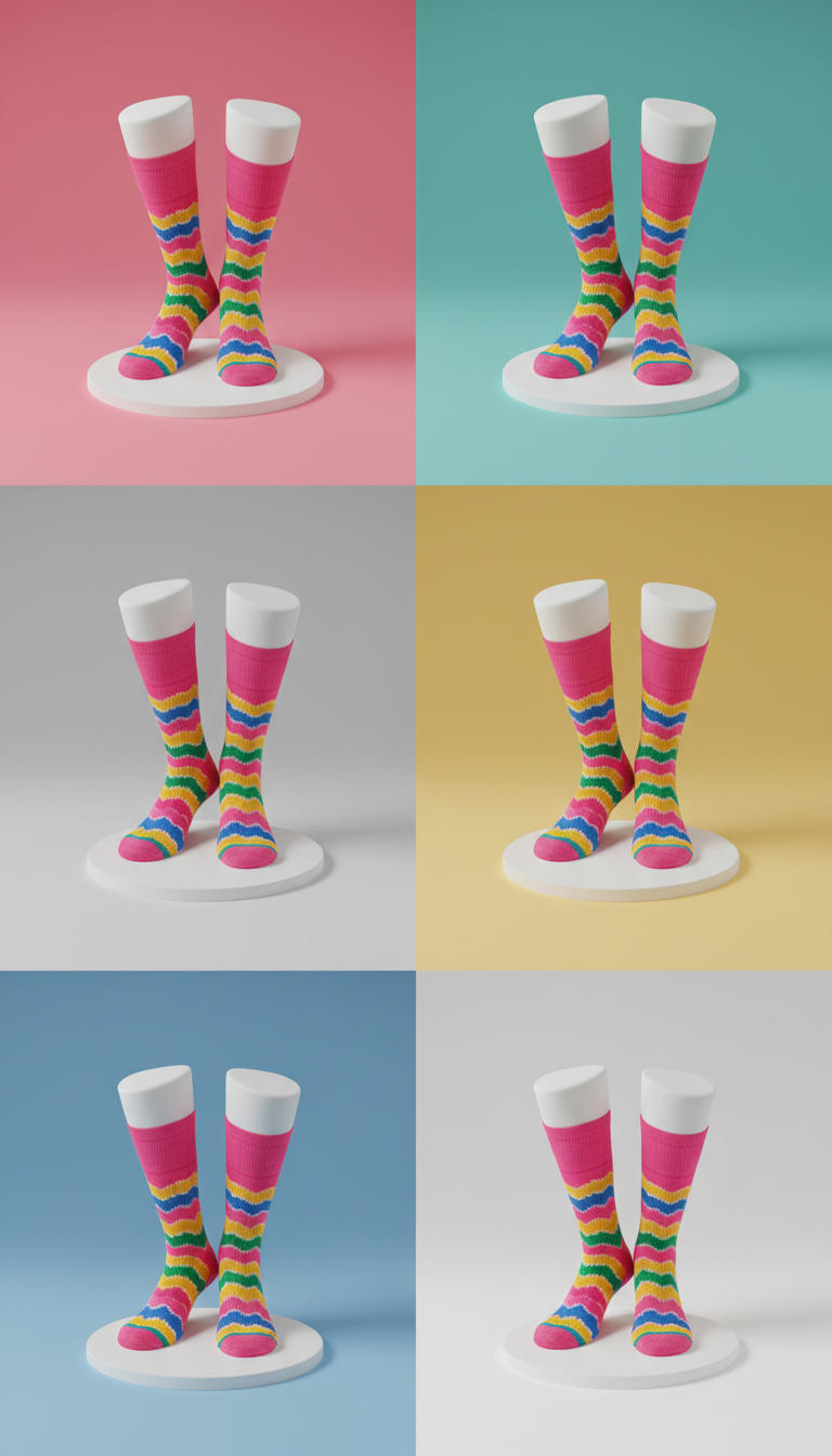 Electric Pink Zig-Zag Crew Socks