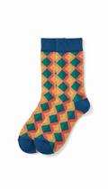 Electric Blue Patterned Crew Socks