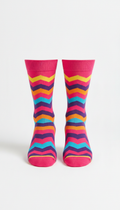 Electric Pink Zigzag Crew Sock