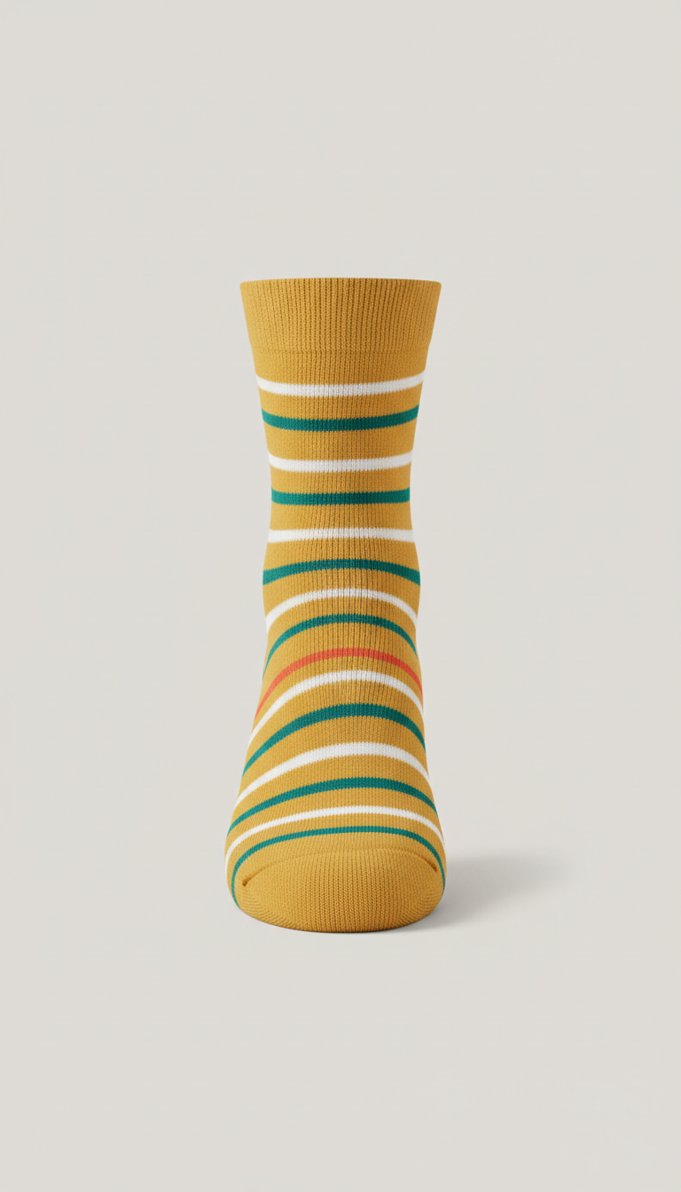 Sunny Gold Stripe Crew Sock