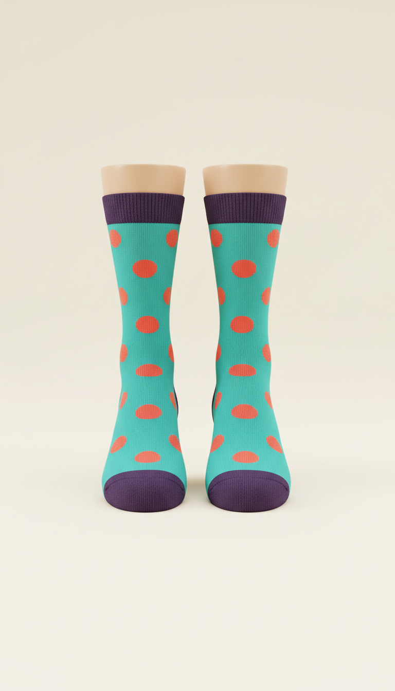 Aqua Pop Dot Crew Sock