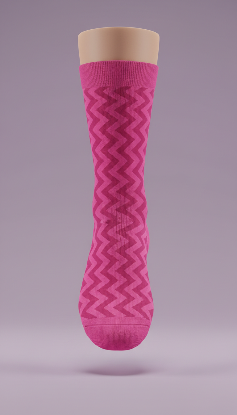 Hot Pink Zigzag Crew Sock
